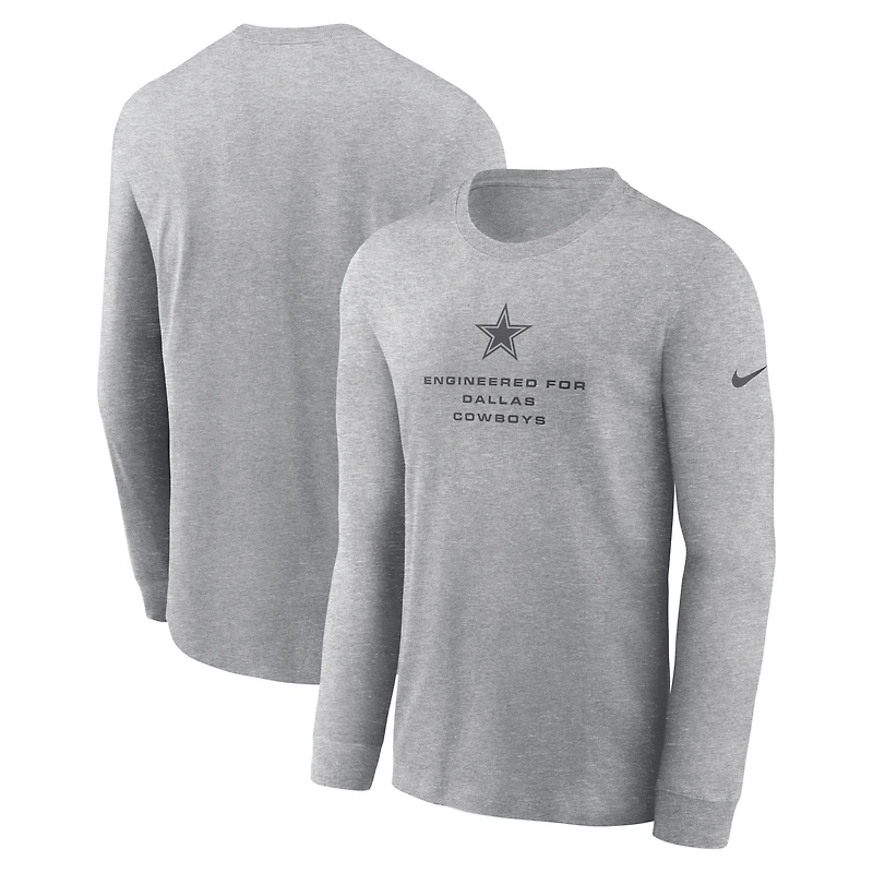 T-shirt à manches longues Nike Dri-FIT pour homme, bleu marine, Dallas Cowboys, Sideline Bold Arch Star