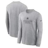 T-shirt à manches longues Nike Dri-FIT pour homme, bleu marine, Dallas Cowboys, Sideline Bold Arch Star