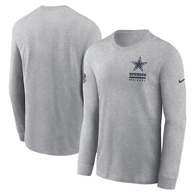 Men's Nike Heather Gray Dallas Cowboys Sideline Dri-FIT Long Sleeve T-Shirt