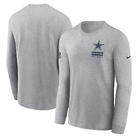 Men's Nike Heather Gray Dallas Cowboys Sideline Dri-FIT Long Sleeve T-Shirt