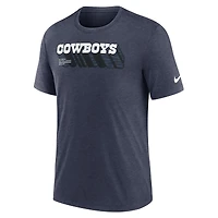 Men's Nike Heather Navy Dallas Cowboys Long Pass Tri-Blend T-Shirt