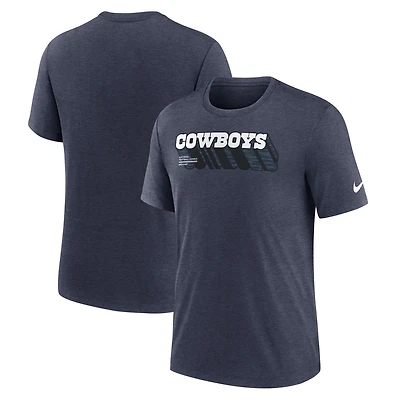 Men's Nike Heather Navy Dallas Cowboys Long Pass Tri-Blend T-Shirt