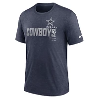 Men's Nike Heather Navy Dallas Cowboys Wordmark Tri-Blend - T-Shirt