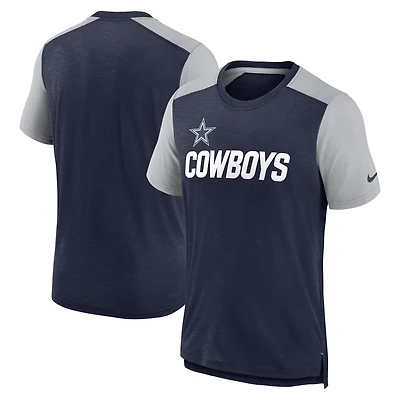 Men's Nike Heathered Navy/Heathered Gray Dallas Cowboys Color Block Team Name T-Shirt