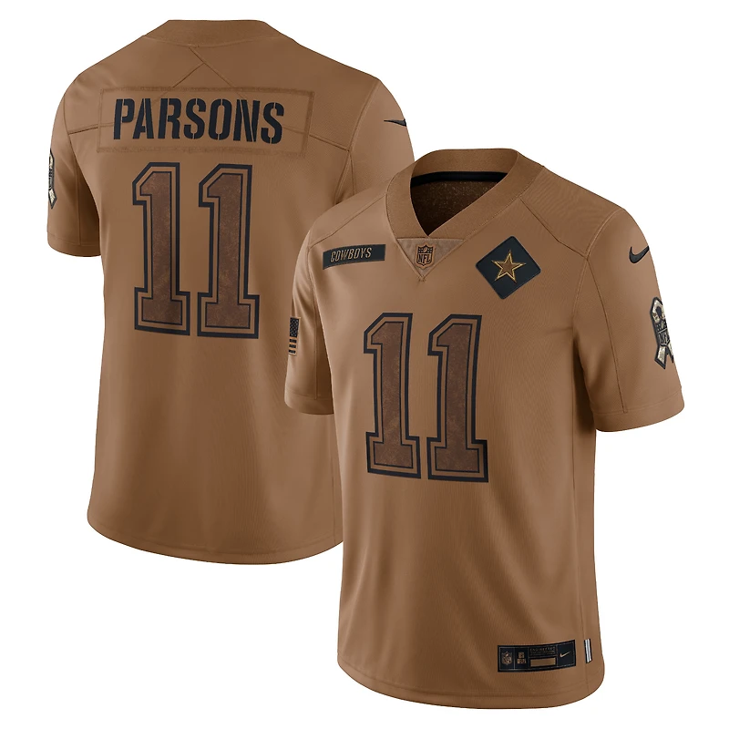 Maillot Nike Micah Parsons marron Dallas Cowboys 2023 Salute To Service Limited pour homme
