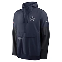 Men's Nike Navy/Blue Dallas Cowboys 2025 Sideline Coaches Anorak Half-Zip Hoodie Jacket