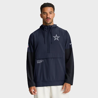 Men's Nike Navy/Blue Dallas Cowboys 2025 Sideline Coaches Anorak Half-Zip Hoodie Jacket