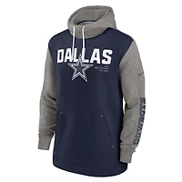 Men's Nike Navy/Gray Dallas Cowboys Team Impact Color Block Pullover Hoodie