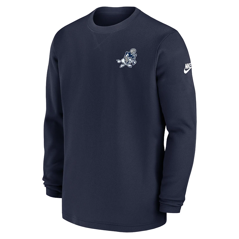 T-shirt à manches longues Nike Dallas Cowboys 2023 Sideline Alternate Logo Waffle Knit pour homme - Bleu marine