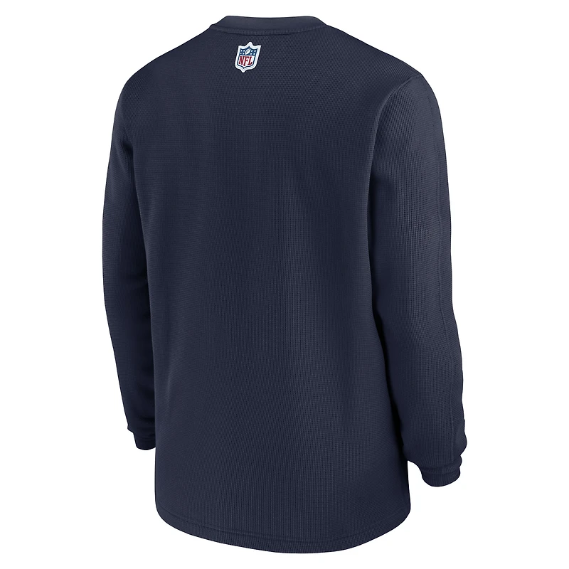 T-shirt à manches longues Nike Dallas Cowboys 2023 Sideline Alternate Logo Waffle Knit pour homme - Bleu marine
