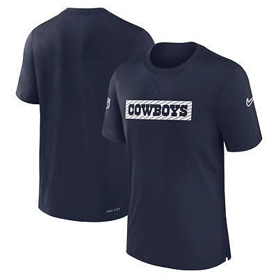 T-shirt Nike bleu marine Dallas Cowboys 2024/25 Sideline Player Tri-Blend Performance pour homme