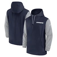 Veste Nike bleu marine à demi-zip pour homme Dallas Cowboys 2024 Sideline Pre-Game