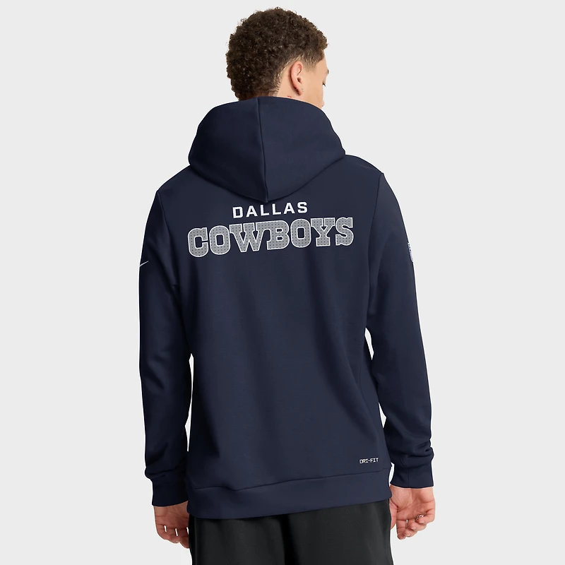 Sweat à capuche Nike bleu marine Dallas Cowboys 2025 Sideline Standard Issue Club Dri-FIT pour homme