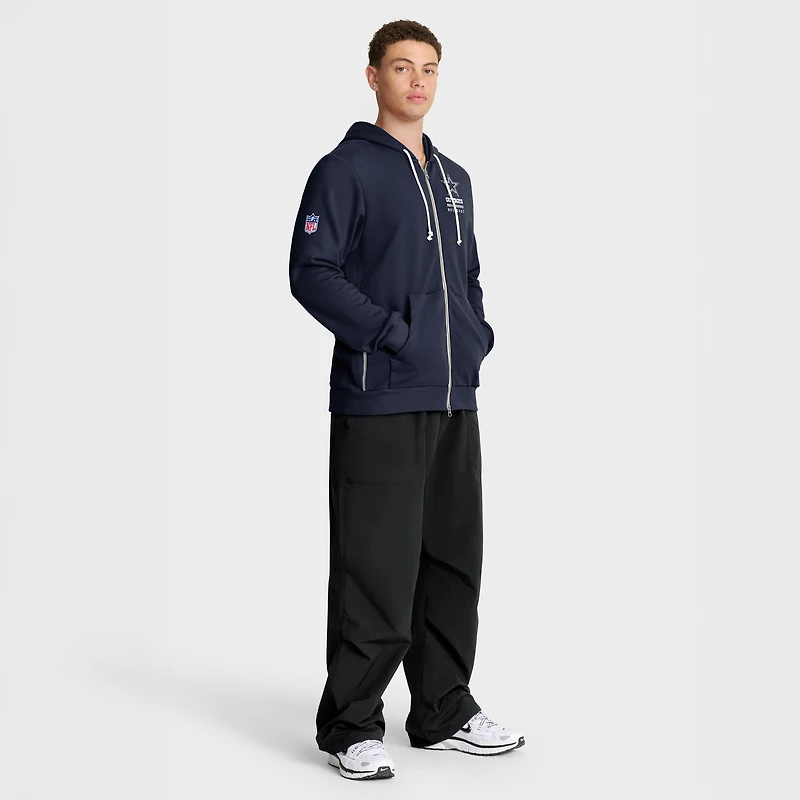 Sweat à capuche Nike bleu marine Dallas Cowboys 2025 Sideline Standard Issue Utility Player Dri-FIT entièrement zippé pour homme