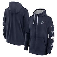 Sweat à capuche entièrement zippé Nike pour homme, bleu marine, Dallas Cowboys Club