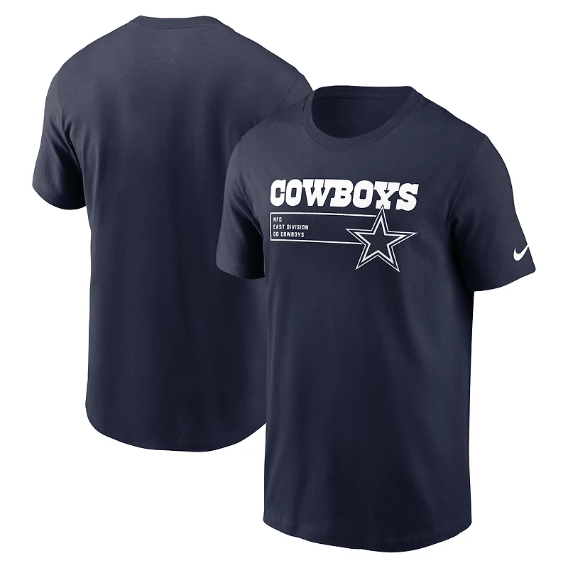 T-shirt essentiel Nike Dallas Cowboys Division pour homme, bleu marine