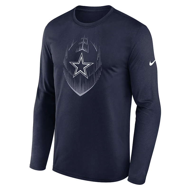 T-shirt Nike à manches longues bleu marine Dallas Cowboys Icon Legend Performance pour homme