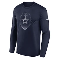 T-shirt Nike à manches longues bleu marine Dallas Cowboys Icon Legend Performance pour homme