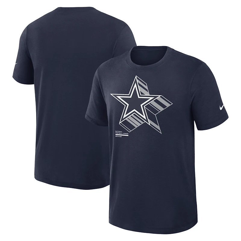 T-shirt Nike bleu marine Dallas Cowboys Left End Run Slub Dri-FIT pour homme