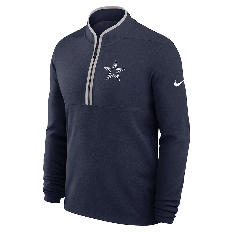 Pull Nike bleu marine Dallas Cowboys léger Victory Dri-FIT à demi-zip pour homme