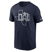 T-shirt essentiel local des Cowboys de Dallas Nike pour homme, bleu marine