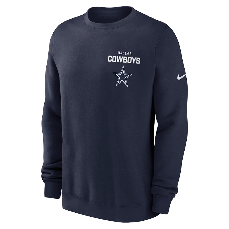 Men's Nike Navy Dallas Cowboys Primetime Club Fleece Pullover Sweatshirt