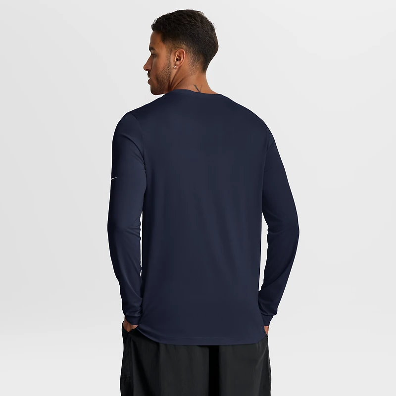T-shirt Nike bleu marine Dallas Cowboys Primetime Legend Icon Performance à manches longues pour homme