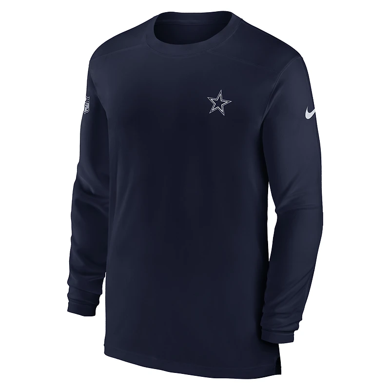 T-shirt à manches longues Nike bleu marine Dallas Cowboys Sideline Coach Performance pour homme