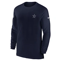 T-shirt à manches longues Nike bleu marine Dallas Cowboys Sideline Coach Performance pour homme
