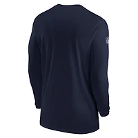 T-shirt à manches longues Nike bleu marine Dallas Cowboys Sideline Coach Performance pour homme