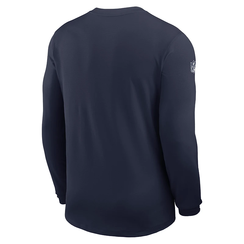 Maillot Nike bleu marine à manches longues Sideline Coach Dri-FIT pour homme des Cowboys de Dallas