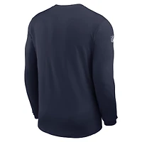 Maillot Nike bleu marine à manches longues Sideline Coach Dri-FIT pour homme des Cowboys de Dallas