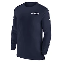 T-shirt à manches longues Nike bleu marine Dallas Cowboys Sideline Coach UV Performance pour homme