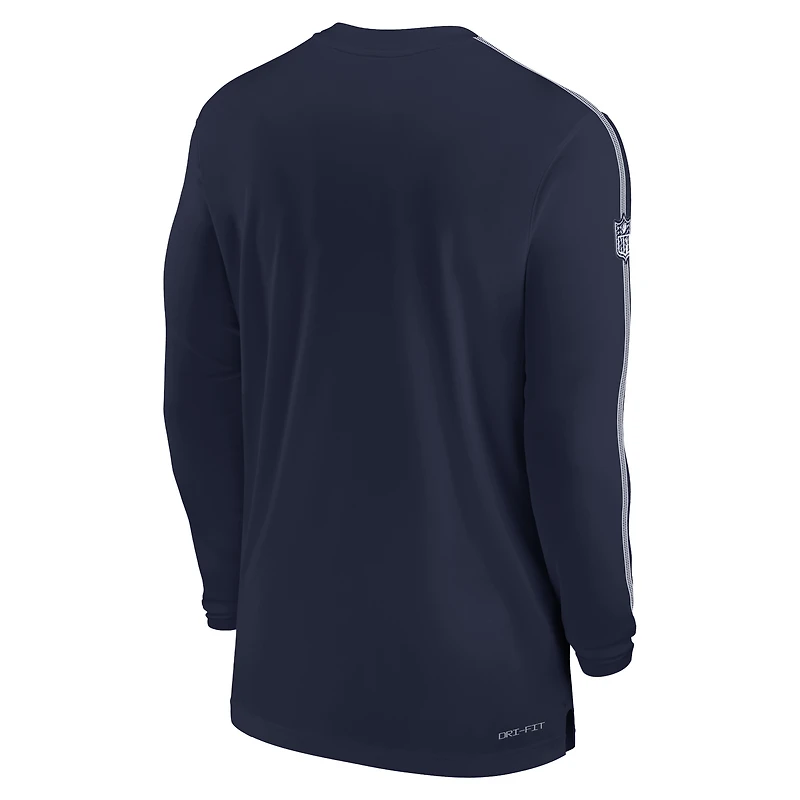 T-shirt à manches longues Nike bleu marine Dallas Cowboys Sideline Coach UV Performance pour homme
