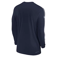 T-shirt à manches longues Nike bleu marine Dallas Cowboys Sideline Coach UV Performance pour homme