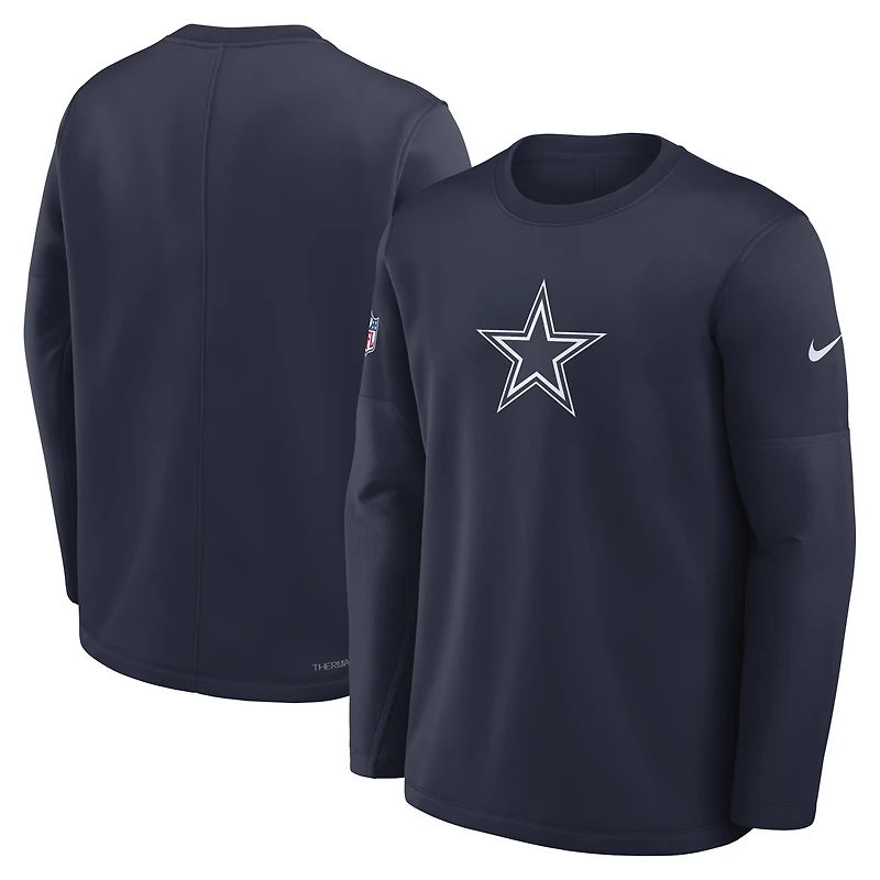 Men's Nike Navy Dallas Cowboys Sideline Coaches Midweight Therma-FIT Sweatshirt