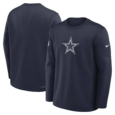 Men's Nike Navy Dallas Cowboys Sideline Coaches Midweight Therma-FIT Sweatshirt