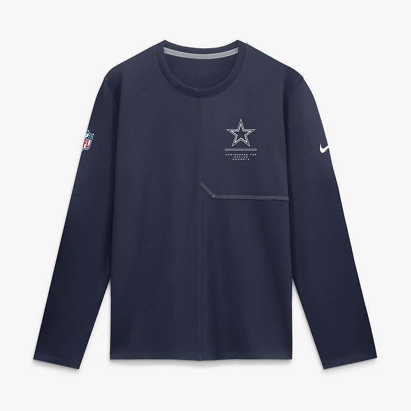 Men's Nike Navy Dallas Cowboys Sideline Coaches UV Dri-FIT Long Sleeve Shirt