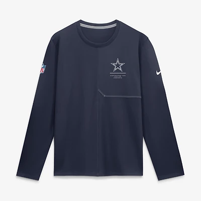 Men's Nike  Navy Dallas Cowboys Sideline Coaches UV Dri-FIT Long Sleeve Shirt