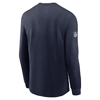 T-shirt Nike bleu marine à manches longues Sideline Dri-FIT pour homme des Cowboys de Dallas