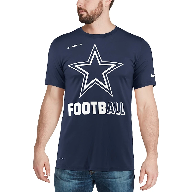 T-shirt Nike Dallas Cowboys Sideline Legend Football Performance pour homme - Bleu marine