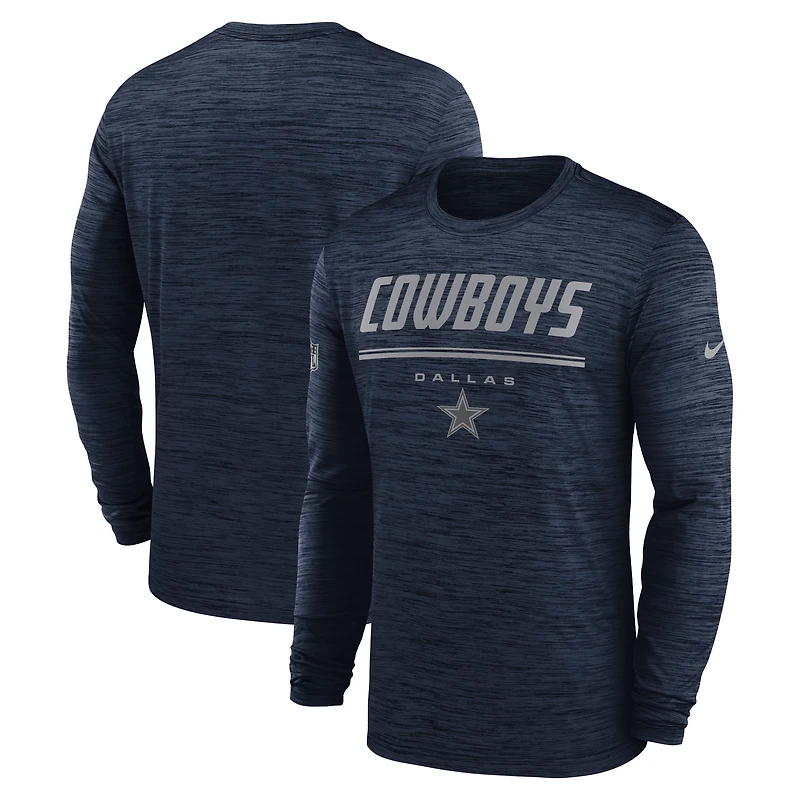 T-shirt à manches longues Nike Dri-FIT Sideline Offensive Transition Velocity pour homme, bleu marine