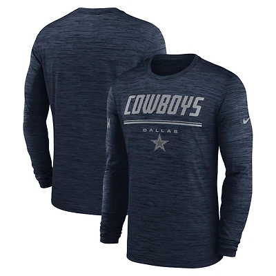 T-shirt à manches longues Nike Dri-FIT Sideline Offensive Transition Velocity pour homme, bleu marine