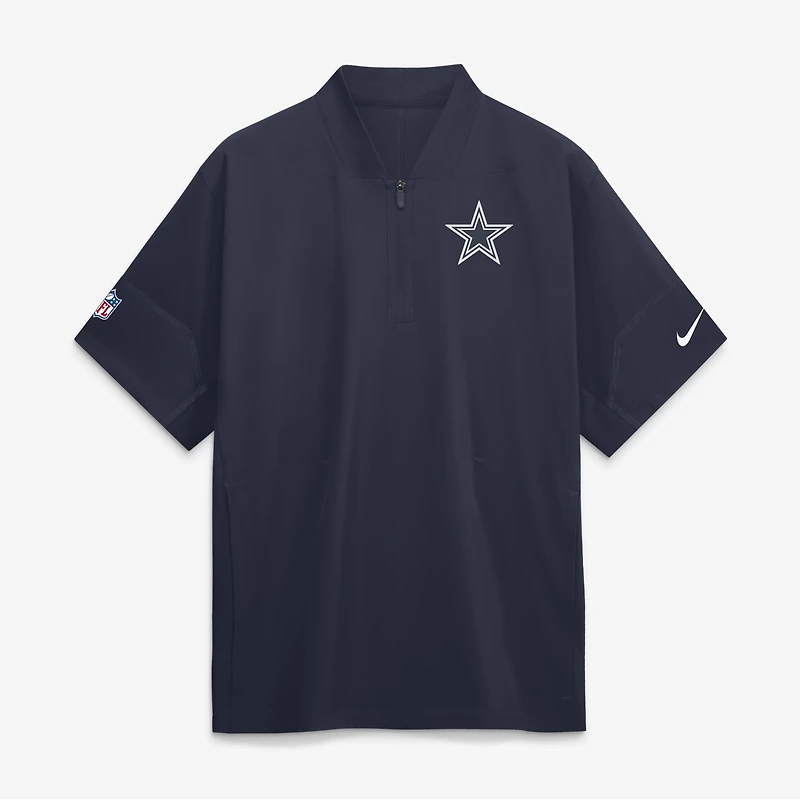 Men's Nike Navy Dallas Cowboys Sideline Short Sleeve Quarter-Zip Coaches Jacket