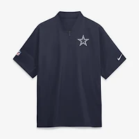 Men's Nike Navy Dallas Cowboys Sideline Short Sleeve Quarter-Zip Coaches Jacket