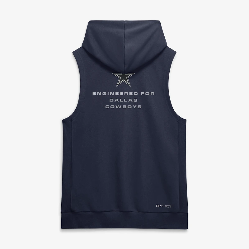 Men's Nike Navy Dallas Cowboys Sideline Standard Issue Dri-FIT Sleeveless Hoodie