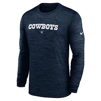 T-shirt à manches longues Nike Dallas Cowboys Sideline Team Velocity Performance pour homme - Bleu marine