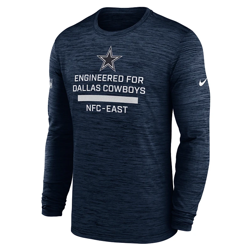 Men's Nike Navy Dallas Cowboys Sideline Velocity Performance Long Sleeve T-Shirt