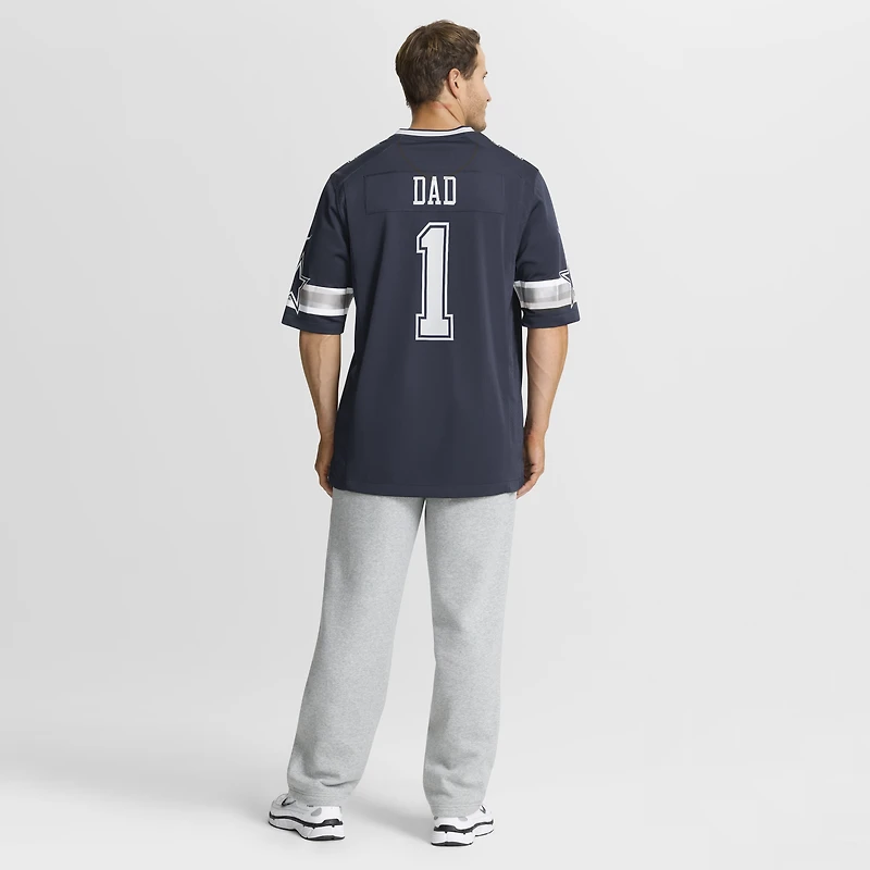 Maillot de match Nike numéro 1 Dad pour hommes, bleu marine, Dallas Cowboys