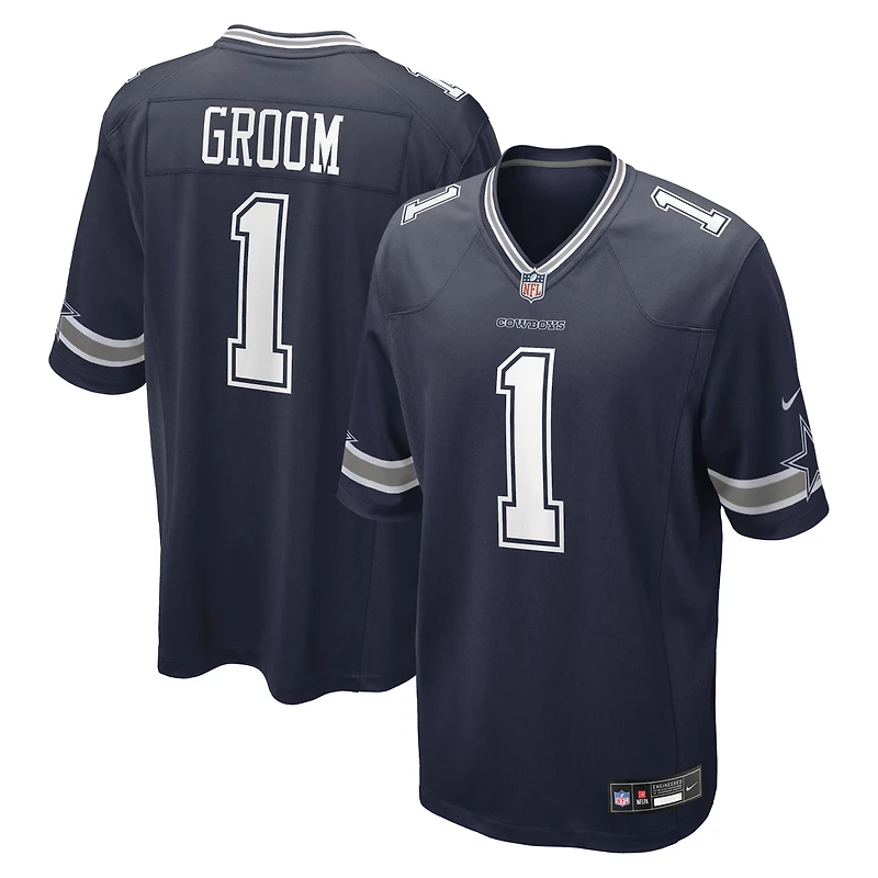 Men's Nike Number 1 Groom Navy Dallas Cowboys Game Jersey